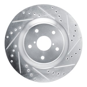 Subaru Impreza Brake Rotor (1) - Front Right - R1 Concepts - Drilled & Slotted - Silver - `20-`25